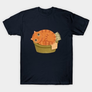 Cute cat in a basket T-Shirt